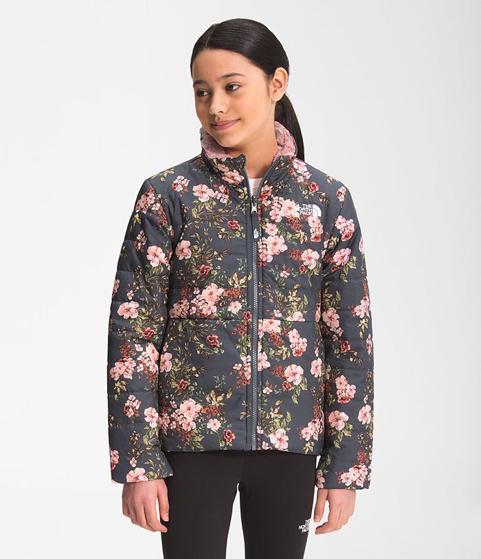 The North Face Girls Jacket Printed Reversible Mossbud Swirl 048LTWEBQ - Grey/Pink